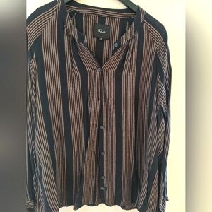Rails metallic stripe navy blouse